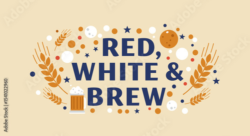 Event Posters for Beer Festivals and Craft Brew Tasting Events - Red White and Brew Theme
