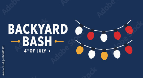 4th of July Backyard Party Decoration with Colorful Lights for Festive Celebrations