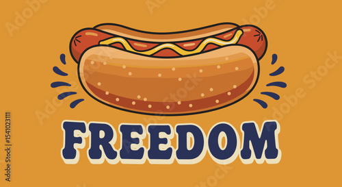 Cartoon Hot Dog with Freedom Theme for Fun Food Art Design