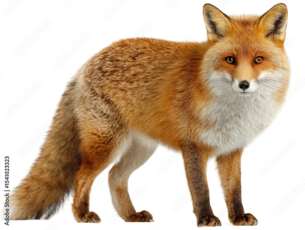 Fototapeta premium Fox in nature lush forest environment wildlife viewpoint natural beauty cut out png