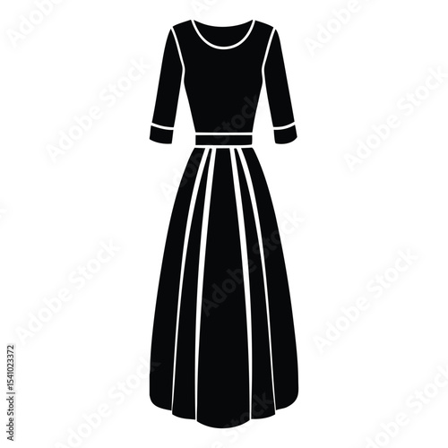 Dresses casual technical fashion illustration with long short elbow sleeves, knee mini midi maxi length skirt