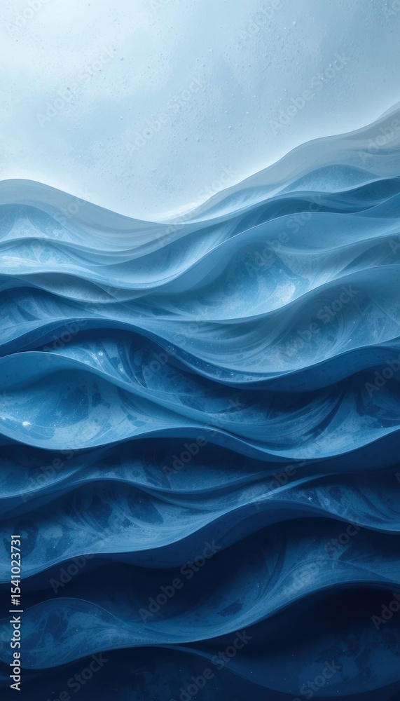 Obraz premium Abstract Blue Wave Symphony: A Serene Deep Ocean's Embrace