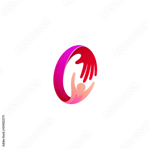 Hand people care logo with social design, circle logos