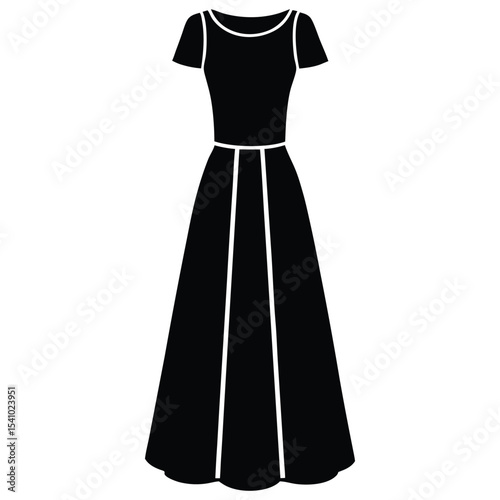 Dresses casual technical fashion illustration with long short elbow sleeves, knee mini midi maxi length skirt