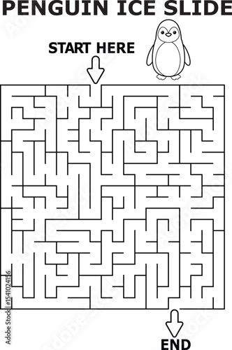 Penguin ice slide maze activity for kids fun winter