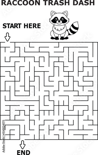 Raccoon trash dash maze activity for kids fun printable
