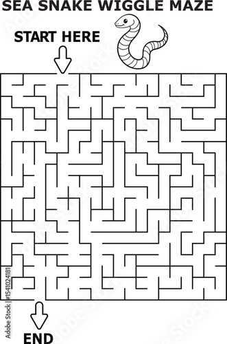 Sea snake wiggle maze fun kids activity game printable