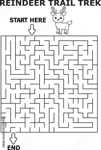 Reindeer trail trek maze activity for kids fun christmas game