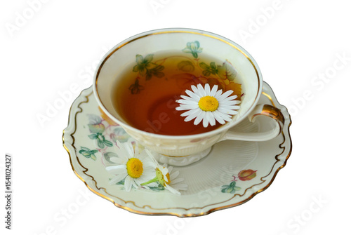 tasa de té, ingredientes , te helado, sobre fondo transparente