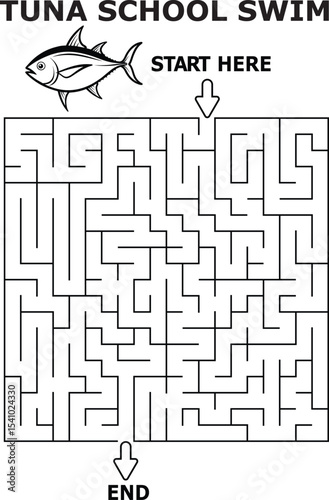 Tuna school swim maze activity for kids fun educational game