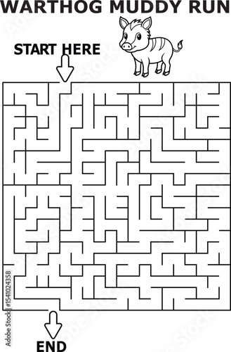 Warthog muddy run maze game for kids fun activity