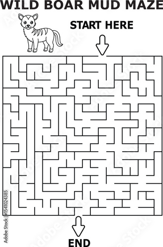 Wild boar mud maze fun kids activity game printable