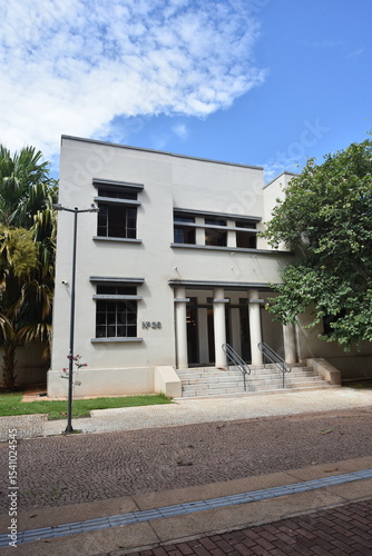 Goiânia, Goiás, Brazil April 10, 2025: Art Deco architecture TRE building civic square old building historical heritage