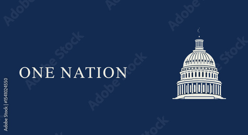 One Nation Design with Capitol Dome Illustration for Patriotic Artwork and Decor