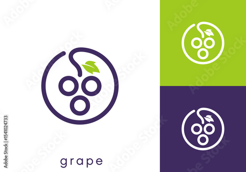 simple nature grape vine logo vector design	
