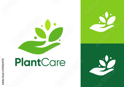 hand with leaf nature logo. care for the environment symbol design concept