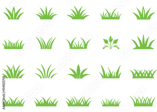 set of green grass
