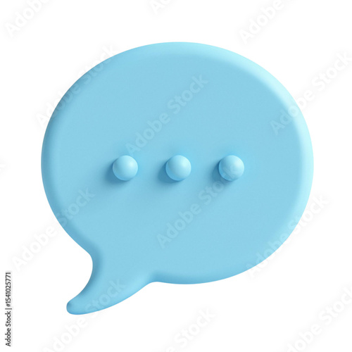 3D Light Blue Speech Bubble with Ellipsis Icon