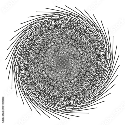 Mandala circle art. Intricate radial pattern. Abstract spiritual design. Complex line Vector.