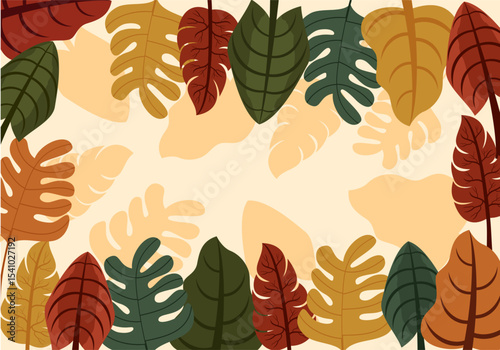 Design banner frame flower Spring background with Tropical Summer Frame