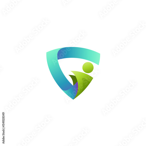 People active logo and shield design combination, 3d style