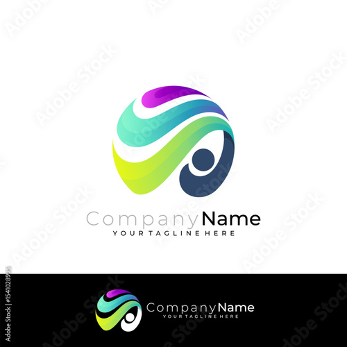 Human logo, charity logo with social design template