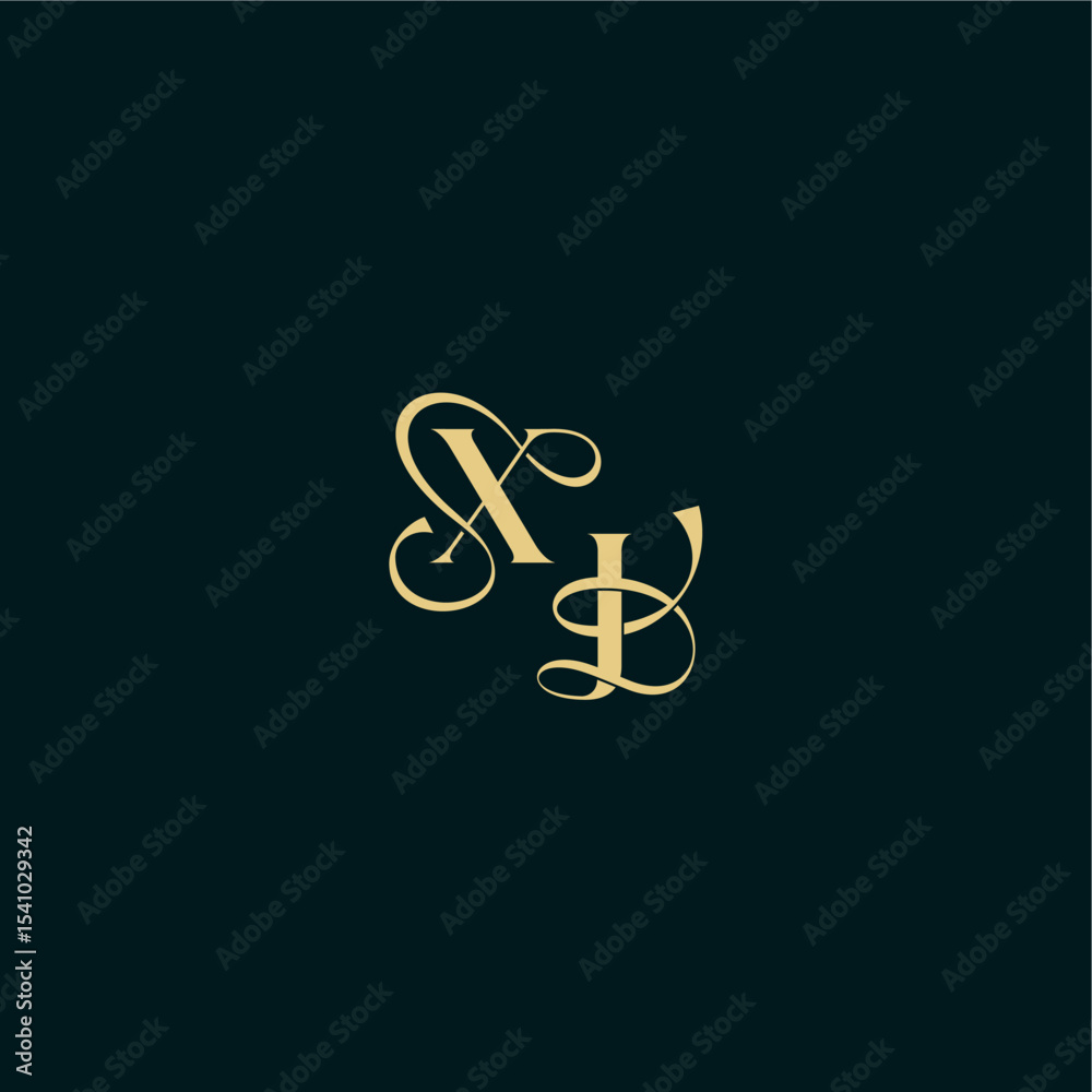 Naklejka premium XJ letter elegant and curvy style monogram wedding logo initial bold concept design