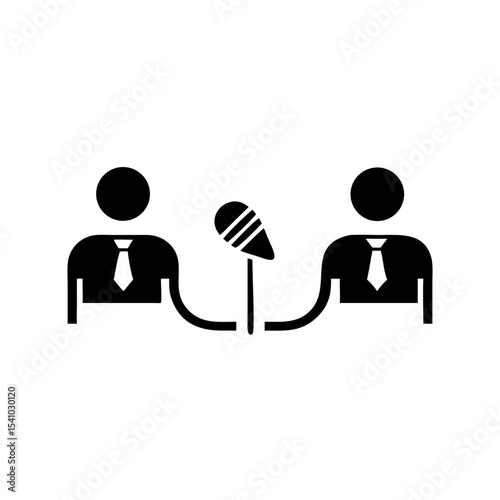 Interview Two People Facing Each Other with a Mic Icon