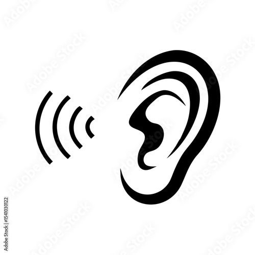 Listener Ear with Sound Wave Icon Audio Symbol Design