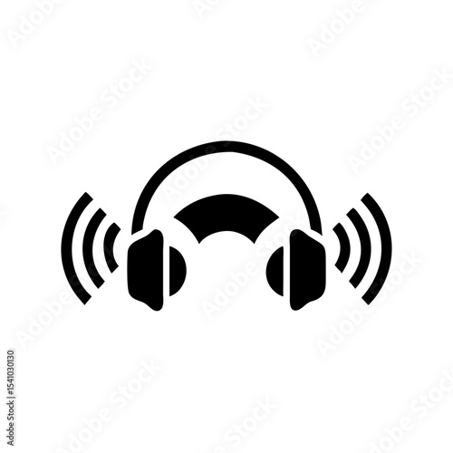 Listening Headphones Around an Ear Icon Vector