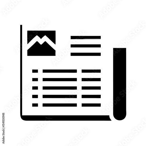 News Newspaper Icon with Lines and Image Placeholder