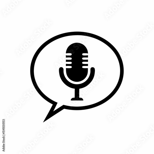 Podcast Minimal Microphone Inside a Speech Bubble Icon