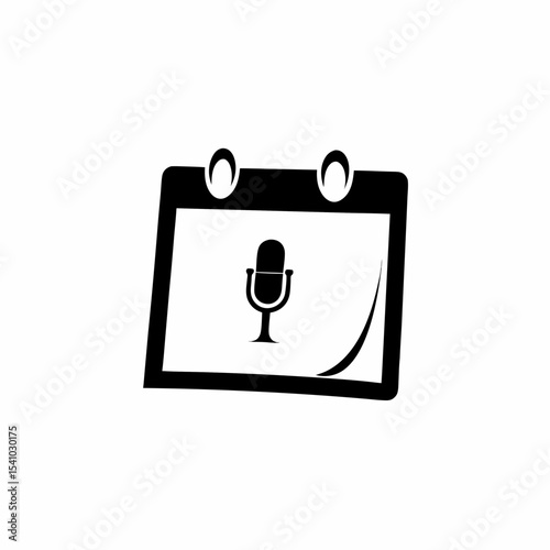 Podcast Calendar Icon Simple Calendar Page with Mic