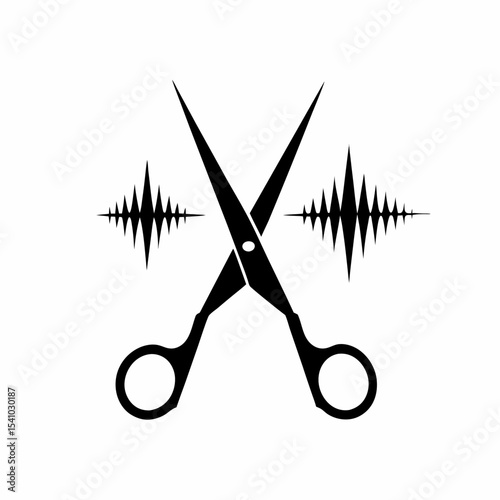 Podcast Clip Icon Scissors and Waveform Combined
