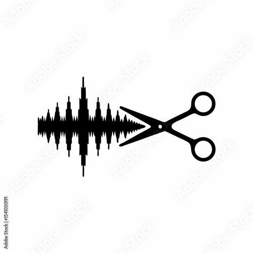 Podcast Editing Icon Waveform with a Small Scissors