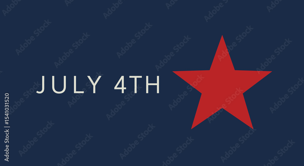 JULY 4TH. Patriotic American holiday celebration design with red star on blue background. Independence Day graphic illustration. JULY 4TH. Patriotic American holiday celebration design with red star on blue background. Independence Day graphic illustration.