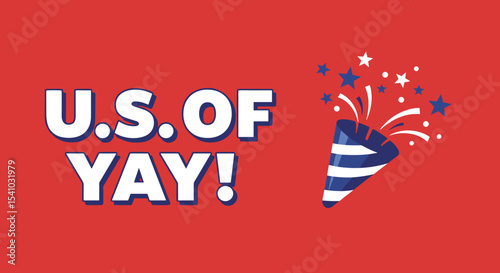 Celebratory Independence Day Design for Parades and Events Featuring Red Background and Confetti