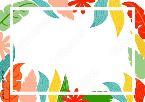 Tropical Floral Frame Floral Background Flat Illustration Vector