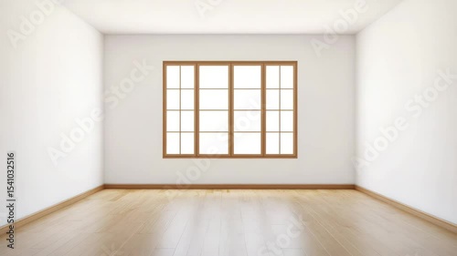 Wallpaper Mural Empty room with wooden floor and large window, bright natural light fills space creating calm, spacious interior with wall, ceiling, and floorboard enhancing bright atmosphere perfect for design ideas Torontodigital.ca