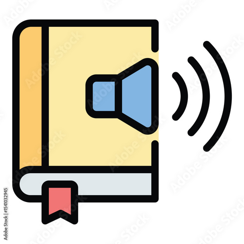 Audio book icon flat line style illustration representing spoken literature and digital storytelling, suitable for education, entertainment, and publishing-related projects