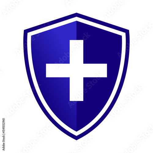Blue cross icon on white, symbolizing first aid, medicine, or hospital emergency