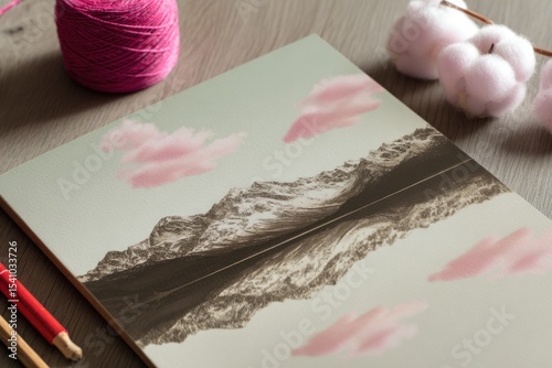 Pastel Pink Clouds Over a Mountain Lake Reflection