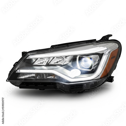 bright led car headlamp isolated on white.