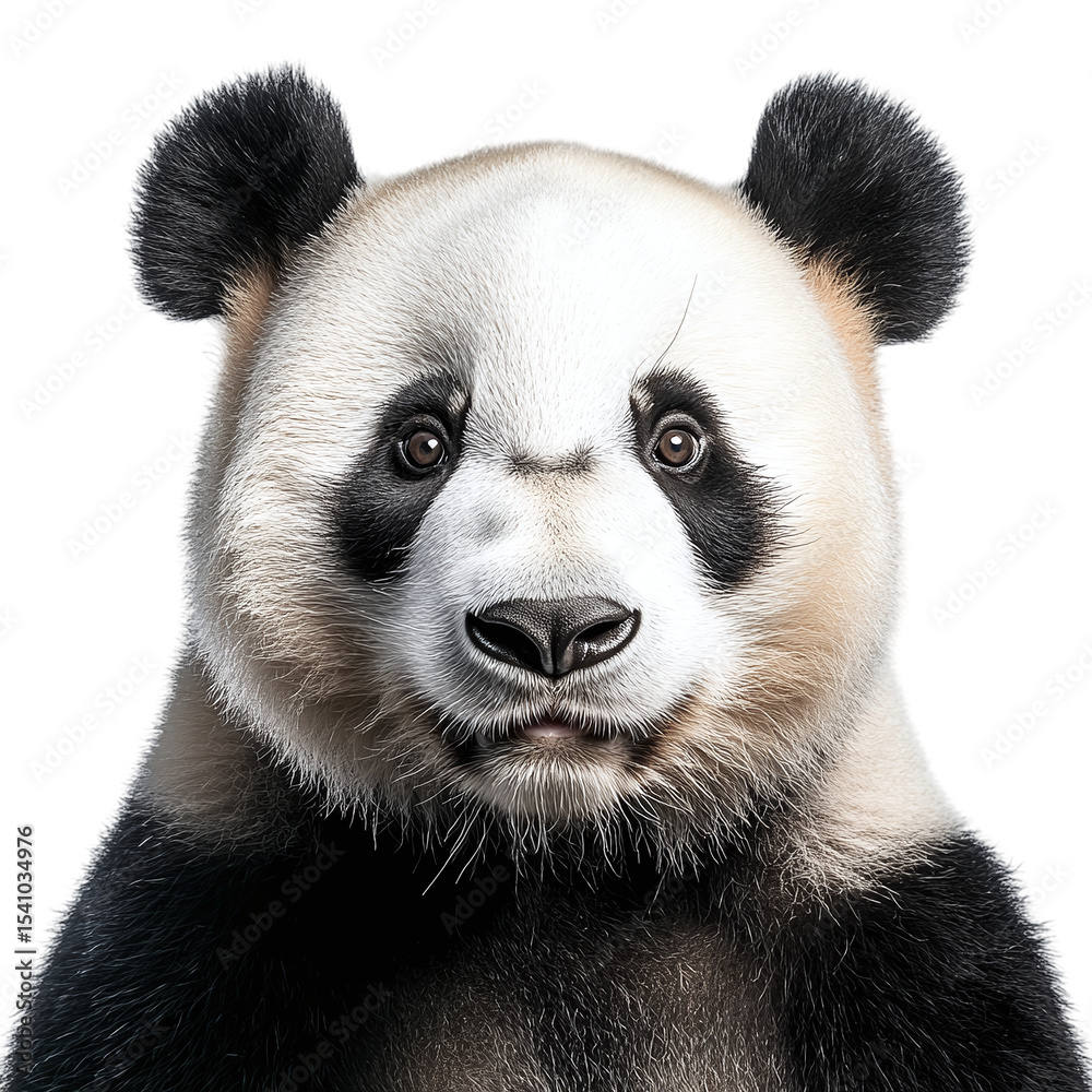 Fototapeta premium Portrait of a giant panda bear isolated on transparent background.