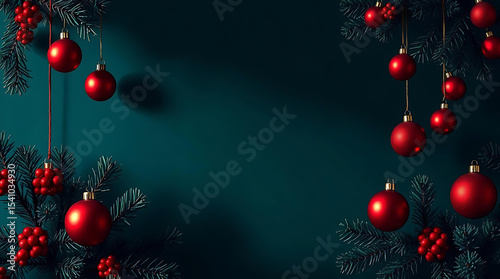 Green Christmas Ball Decoration – Festive Ornament with Copy Space on White Background


