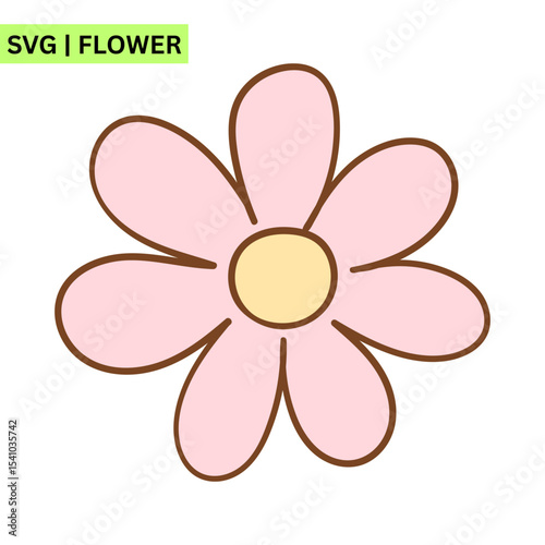 A whimsical flower logo template illustrating a playful flower with pastel colors, emphasizing joy and beauty in a dynamic and artistic design.