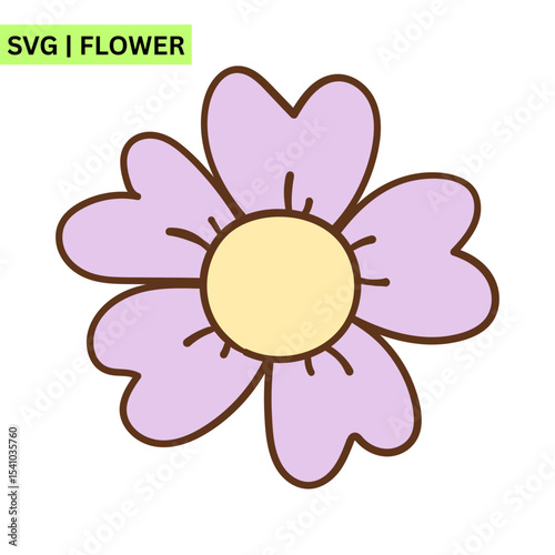 A vibrant flower vector logo featuring a cute flower with colorful petals and a happy face, symbolizing joy and creativity in an eye-catching design.