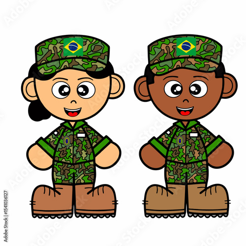 DESENHO DO MENINO E A MENINA SOLDADOS BRASILEIROS