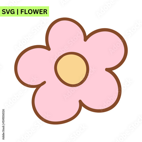 An engaging flower logo illustration featuring a cheerful bloom with bold colors, representing freshness and positivity in a playful vector style.