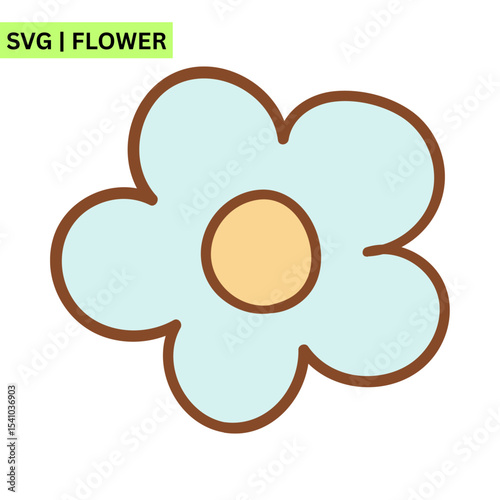 A cheerful flower vector logo featuring a cute flower with bright, smiling petals, symbolizing joy and creativity in a playful design.